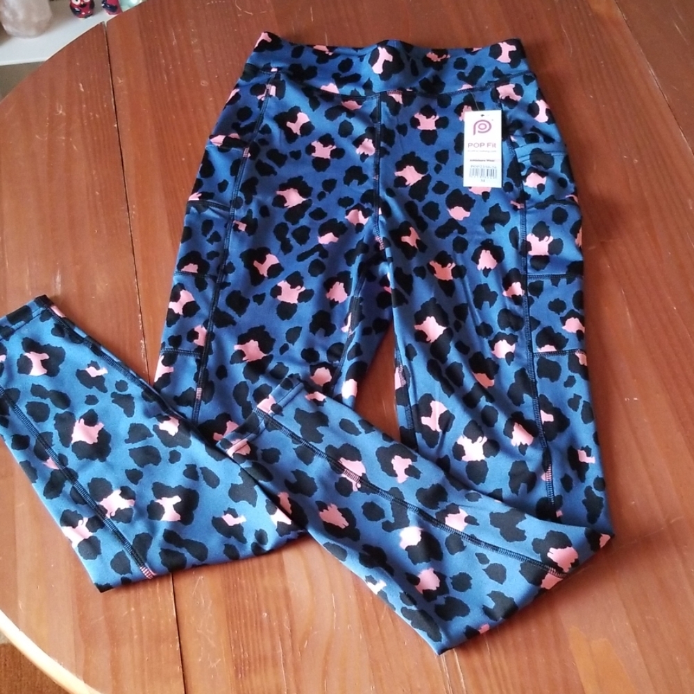 Blue and Pink Leopard Leggings NWT